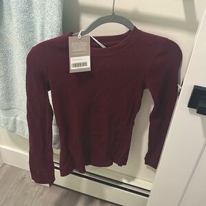 Everlane dark red waffle long sleeve shirt